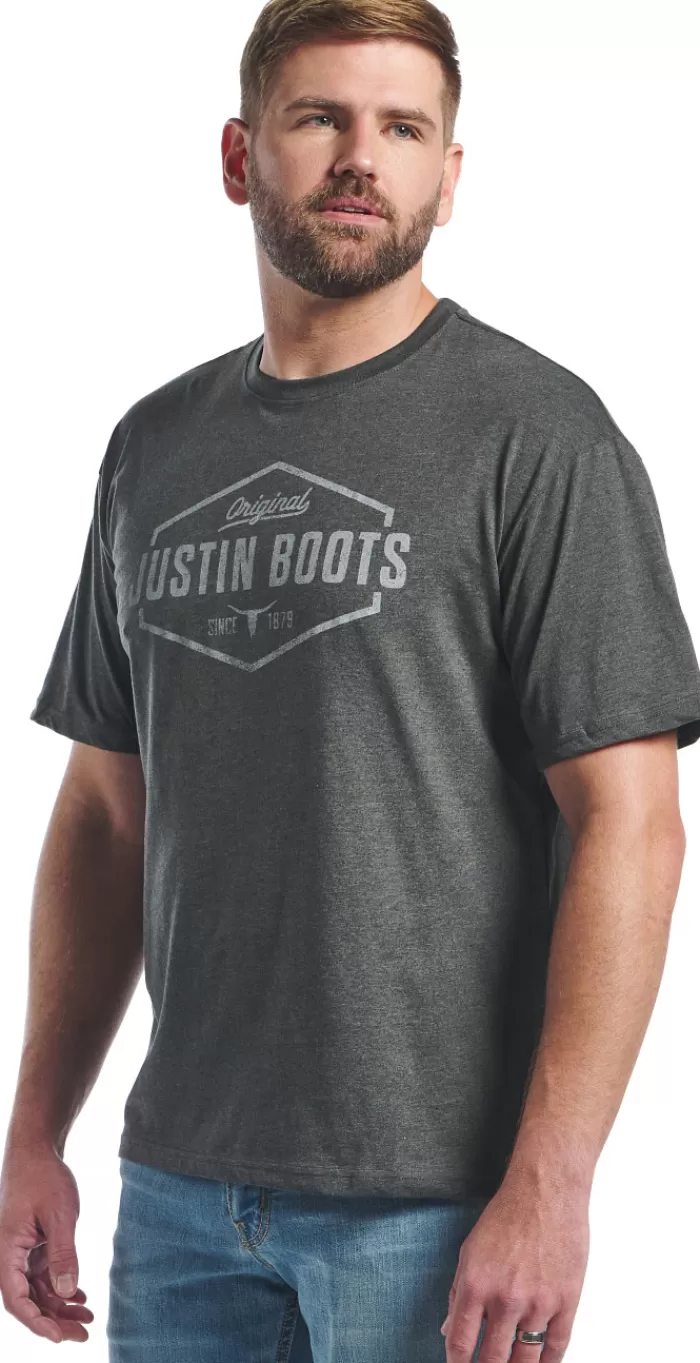 Justin Men's Hexagon Outline Tee^Justin Boots Fashion