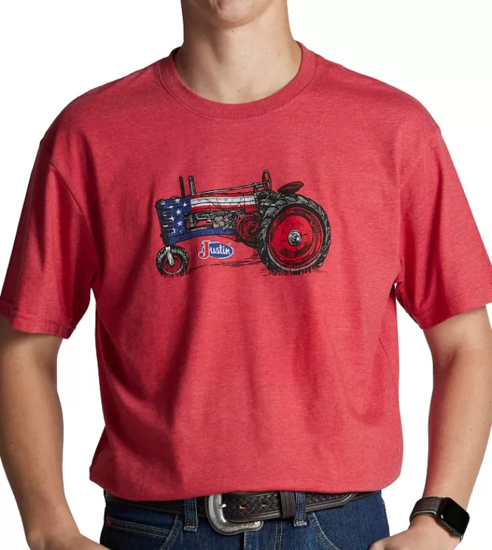 Justin Men's Patriotic Tractor Tee^Justin Boots Store