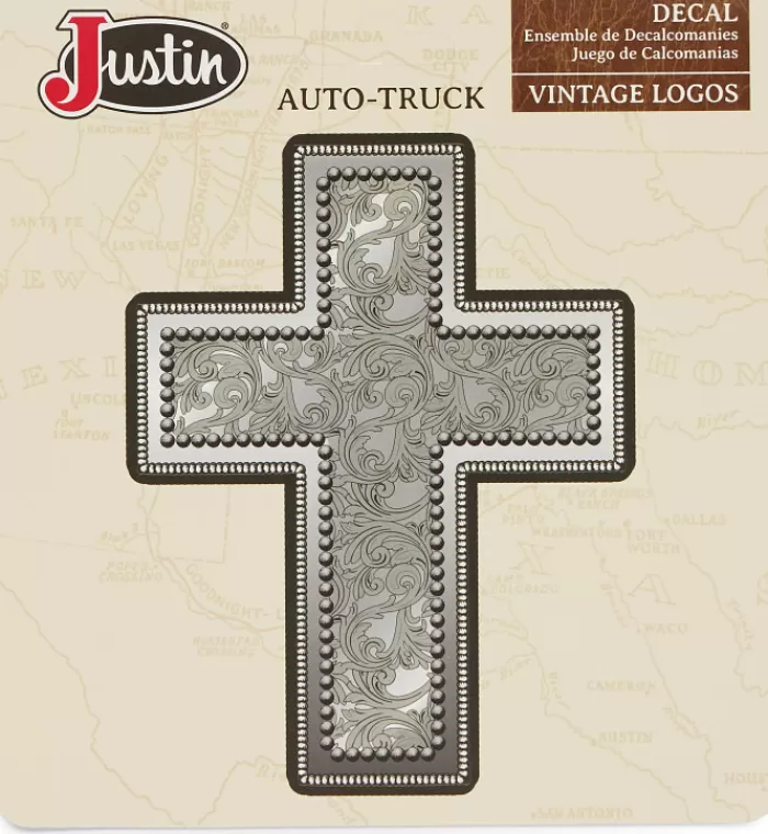 Tooled Cross Auto Decal^Justin Boots Outlet